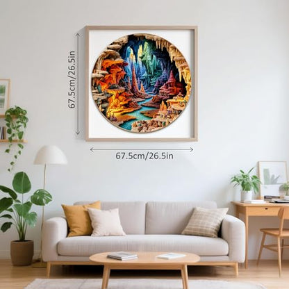 Puzzles for Adults 1000 Pieces, 3-D Visual Cave Jigsaw Puzzles 1000 Pieces for Adults, Puzzles with Letters On Back, Challenging Family Game, 26.5 x 26.5in - color: 3-d Visual Cave