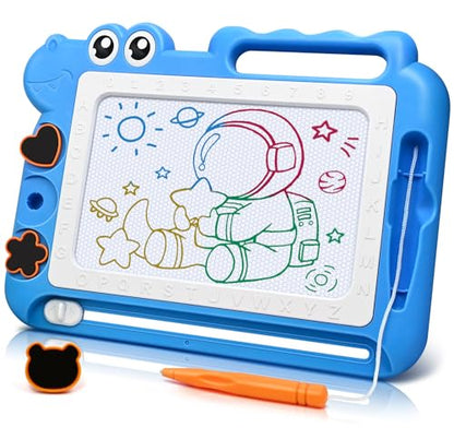 AiTuiTui Magnetic Drawing Board for Toddlers, Dinosaur Doodle Board Toddler Toys, Educational Learning Kids Toys Gifts for 2 3 4 Year Old Boys Girls, Color Sketch Writing Pad Travel Games (Blue) - color: Dinosaur Blue