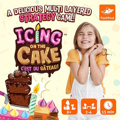 Foxmind Icing On The Cake Quick Food Board Game, Kids Strategy Board Games for Ages 8 and Above, 15 Minute Kids Board Games for Two Players or More, Fun Family Night Board Game