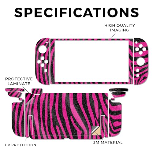 Glossy Glitter Gaming Skin Compatible with Nintendo Switch 2 Console Only - Pink Zebra - Premium 3M Vinyl Protective Wrap Decal Cover - Easy to Apply | Crafted in The USA by MightySkins - color: Pink Zebra, size: Switch 2 Console Skin Only, style: Glossy