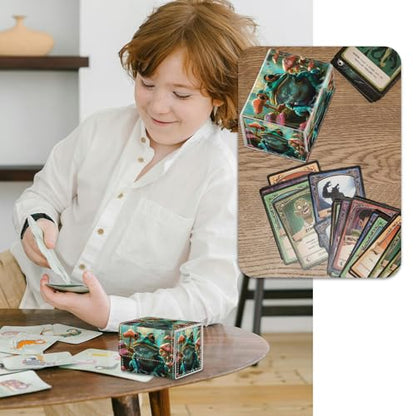 Strong Magnet Card Case Deck Box Mtg Card Box Playing Card Box Deck Box Tcg Up to 200 Cards Creative Pattern Trading Card Storage Box for Collectible Card Games, Green Frog Guitar Mushrooms - color: Green Frog Guitar Mushrooms