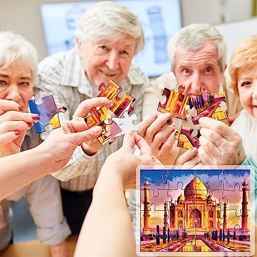 5 Packs 16 Piece Large Jigsaw Dementia Puzzles for Alzheimer’s Products Activities, Alzheimer's Puzzles Easy Memory Cognitive Games for Adults Gift with 5 Storage Bags, Construction - style: Construction