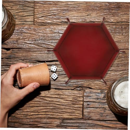 Vaguelly Tabletop Foldable Pu Dice Tray Dice Storage Holder for Games Stylish Deep Design Easy to Clean