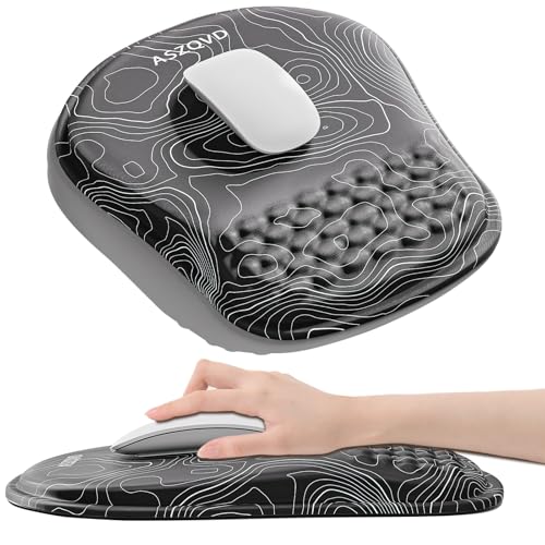 Mouse Pad with Wrist Rest, Ergonomic Mousepads with Wrist Support, Soft Lycra Fabric Memory Foam Office Desk Accessories for Comfort/Pain Relief/PC Gaming/Computer/Laptop (Black Topographic) - color: Black Topographic