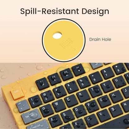 COLIKES Wired Keyboard, Ultra-Thin USB Wired Computer Keyboard, Low-Profile Keys, Spill-Resistant, Multimedia Keys, Compatible with Windows, Mac, Chrome, Linux, and Android-Yellow - color: Yellow
