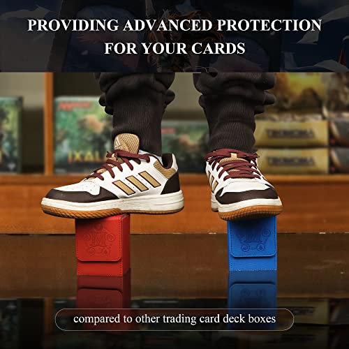 Card Deck Box for MTG Card Storage Box Holds 100 Plus Single Sleeved Cards, Microfiber Lining and Leather Card Box Compatible with Trading Card Games TCG, Yugioh Cards, etc. (Red) - color: Red