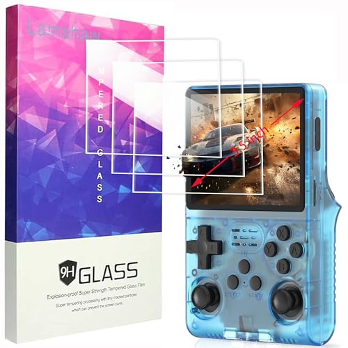 Lamshaw R40S PRO Retro Handheld Game Screen Protector, 9H Tempered Glass Screen Protector Film Compatible with R40S PRO 3.5 inch IPS Screen Mini Retro Console (Glass-3Pack)