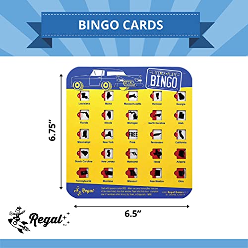 Regal Games Finger-Tip Shutter Bingo Cards with Sliding Windows - License Plate & Bingo Travel Game Set for Adults & Kids - Reusable, No Chips & Daubers Needed - 4 Packs - Yellow - color: Yellow
