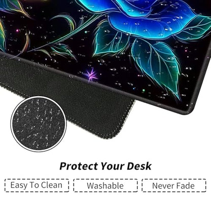 Blue Roses with Moon and Stars for MTG & TCG Playmat Mouse Pad,BFDHGQZC 24" x 14" Game Mat for MTG/RPG/CCG Trading Card Game Playmats Table Mat Perfect for Card Games Video Games Computer Office - color: Blue Roses With Moon and Stars
