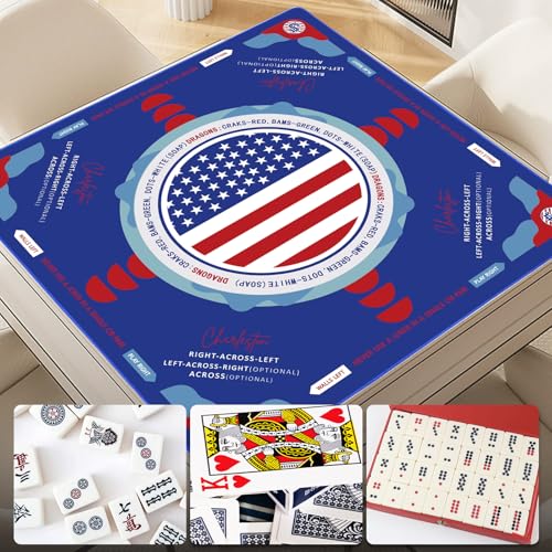 31.5 Inch American Mahjong Mat for Table, Non-Slip & Noise Reduction Gaming Mat with Drawstring Bag, Perfect for Poker, Board Games, Card Games, Tile Games, and Dominoes - color: American Flag