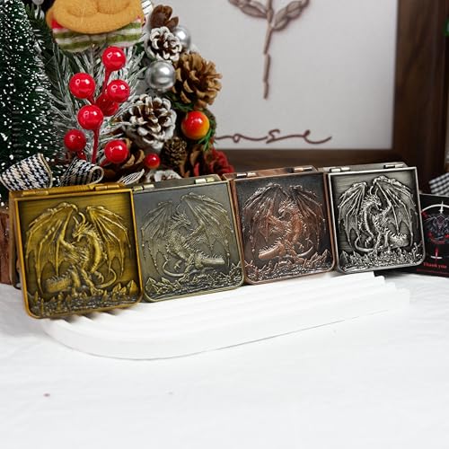Metal DND Dice Set 7-in-1 Spinner with Dragon Case - Ancient Bronze | Foldable polyhedral dice, for Dungeons & Dragons RPG games, Premium metal spinner,3D dragon, storage case included - color: Ancient Bronze