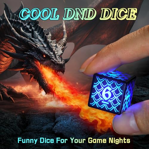 LED DND Dice Set, Light up Dice Rechargeable for RPG DM Gifts, RGB-LL | ZHOORQI Polyhedral Dice Set with Charging Box, Glow in The Dark Dice for D and D (Dungeons and Dragons) Role Playing Game - color: Rgb-dragon Scales