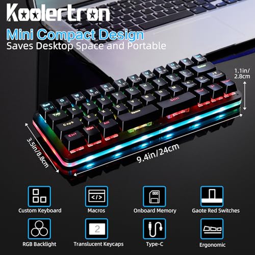 Koolertron 42-Key 40% Macaro Gaming Keyboard - Compact RGB Backlit Mechanical Keypad, Hot-Swappable USB-C Programmable Mini Keyboard for PC/Mac Gamers (Fully Customizable) - style: 40% Small Mechanical Gaming Keyboard with 16 Macro Keys