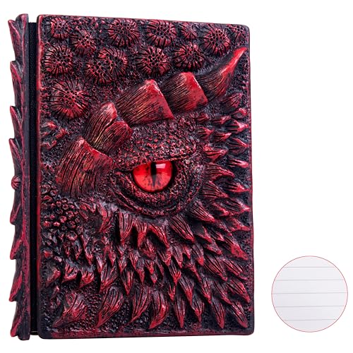 3D Dragon Eye Embossed Journal,Resin Engraving Notebook,Dnd notebook for Dragon Lovers ，Blank Paper,Hardcover Travel Notepad for Writing,Sketchbook,Collection,Gift,Decoration A4 and A5 Size (A5-Red-Lined) - color: A5-Red-Lined