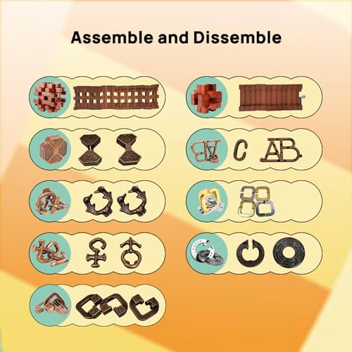 9pcs Difficulty Puzzles Gift for Adults, Teens, and Kids Brain Teaser Puzzles Game Desk Toys - style: Style B