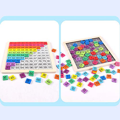 Wooden Montessori Math Counting Hundred Board Toys | 1-100 Consecutive Numbers Learning & Educational Game Toy for Kids Toddlers 3 year old with Storage Bag
