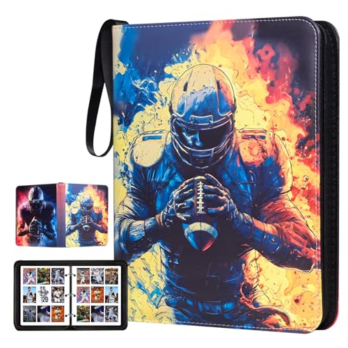 990 Pockets Football Card Binder, Sports Card Binder with Card Display Design, Card Storage Organizer Case Compatible with Trading Card and Other Sports Cards - color: 990-Football-2