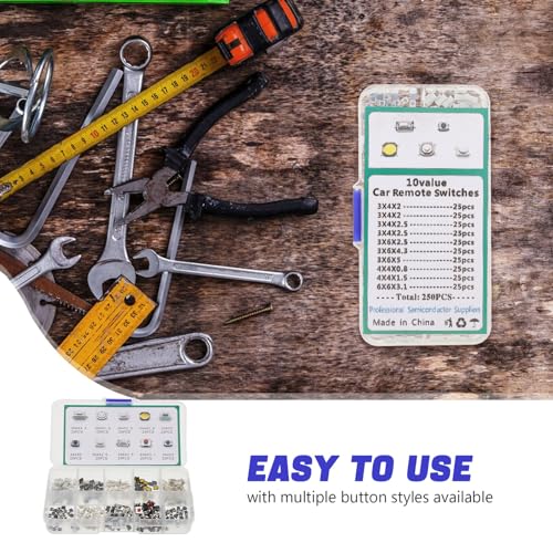 PATKAW 250pcs Mini Tactile Push Button Momentary Switches Car Vehicle Replacement Small Electronic Switch Kit for Automotive Repair and Arcade Game Parts