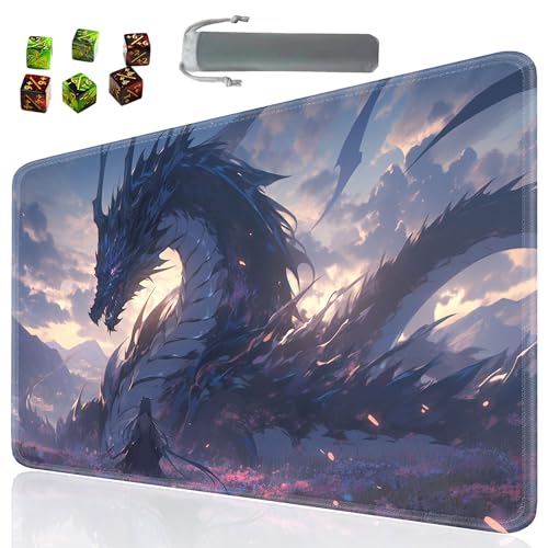 Board Game for TCG Playmat Table Mats Games Size 60X35 cm Mousepad Compatible for MTG RPG CCG Trading Card Game Play mats with 6 Dice (Playmat 11) Dragon - color: Sotw-playmats-1-11