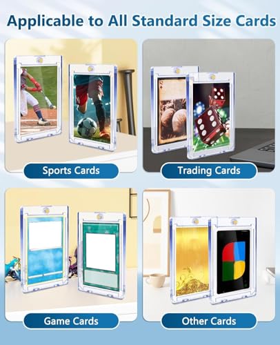 100ct Magnetic Trading Card Holders: 35pt One Touch Card Holder, U-V Protection Hard Plastic Magnetic Cards Case for Sports Game, Football, Baseball Cards - Ultra Slim - size: 100 Pack