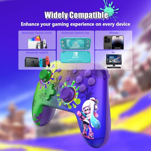 NexiGo Wireless Controller (No Deadzone) for Switch 2 and Switch, Bluetooth Controllers for Nintendo Switch with Vibration, Motion, Turbo and LED Light (Inkling) - color: Inkling, style: Regular
