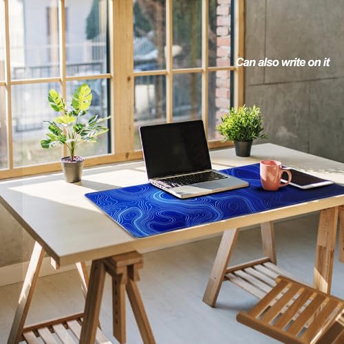Large Mouse Pad-70x30 Blueline | Non-Slip Rubber Base 27.5x11.8IN Computer Desk Mat for PC,Mac,Laptop-Stitched Edges and Smooth Surface for Office,Home,Work - color: 70x30 Blueline