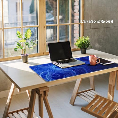 Large Mouse Pad-70x30 Blueline | Non-Slip Rubber Base 27.5x11.8IN Computer Desk Mat for PC,Mac,Laptop-Stitched Edges and Smooth Surface for Office,Home,Work - color: 70x30 Blueline
