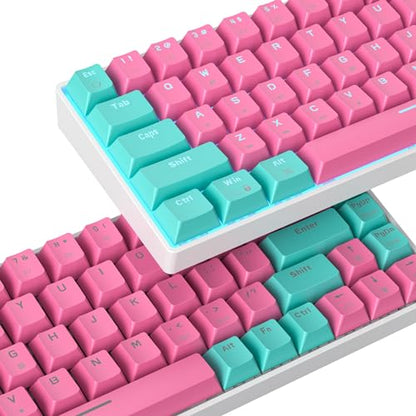 65 Percent Gaming Keyboard Mechanical with Linear Red Switch, 65% Wired Ultra-Compact Mini Pink Keyboard LED with PBT Keycaps for Ps4/Ps5/Xbox(68 Miami) - color: 68 Miami/Red Swicth