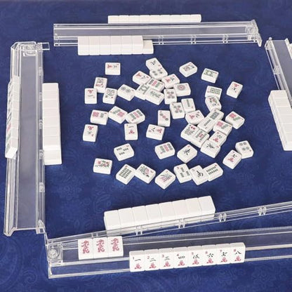 4-Piece Transparent Mahjong Racks with Pushers Set – One-Piece Mahjong Racks & Pushers, Classic American Mahjong Tile Game Accessories, Rotating Mah Jongg Accessories for Smooth Play