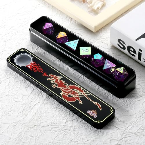 Iridescent Plating Purple Sharp D&D Dice, DNDND Handmade DND Resin Sharp Edge D&D Die with Gift Case for Dungeons and Dragon Tabletop Games (Iridescent Plating Purple) - color: Iridescent Purple
