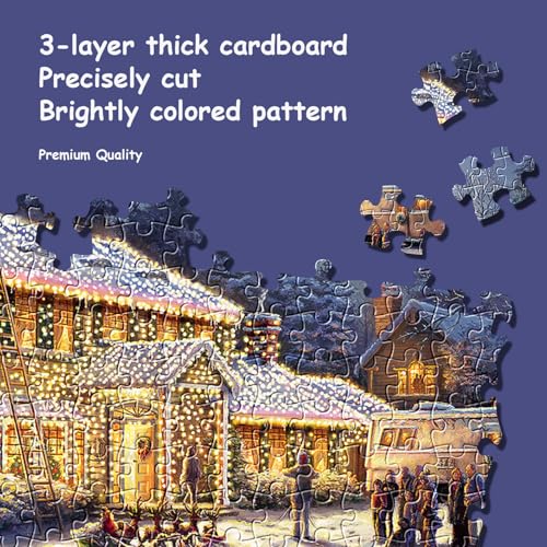Jigsaw Puzzles 1000 Pieces - Puzzles for Adults - Christmas Family Snowman Deer Town Holiday Impossible Difficult Challenging Puzzles - color: Christmas Family Snowman Deer Town