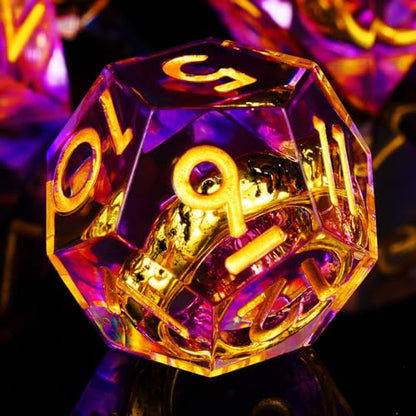 Ring DND Dice Set, 7 Pcs Magic Lord Ring DND Dice Resin Sharp Edge D&D Dice for Dungeons and Dragons RPG Role Playing Games