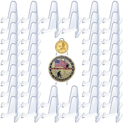 LRANFOW Coin Stand 50 PCS 1.4" Acrylic Stands for Display Coins Challenge Medals Casino Chips - size: 50 PCS / 1.4"