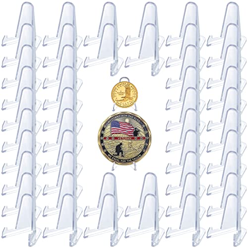 LRANFOW Coin Stand 50 PCS 1.4" Acrylic Stands for Display Coins Challenge Medals Casino Chips - size: 50 PCS / 1.4"