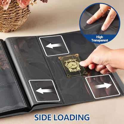 Card Binder, EDUDIIU 9 Pockets Premium Trading Card Binders, Cards Collection Binder Album, Side Loading Yugioh Holder Book for Sport, Football, Baseball Collector - Grey - color: Grey