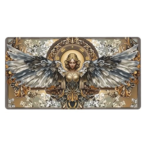Angel Wings Ornate Gaming Mouse Pad Non-Slip Rubber Base XL Mousepad Waterproof Washable Stitched Edge Mouse Mat for Desk Home Office Gaming 16x29.5in - color: Color_11, size: 29.5" x 16"
