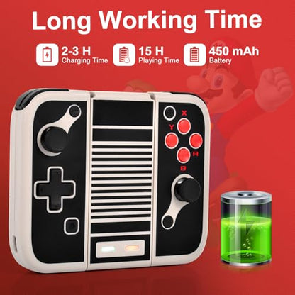 MINSWC NES Style for Nintendo Switch Controller,Wireless Switch Controllers | Compatible with Nintendo Switch/OLED/Lite,more larger d pad and all other buttons - color: Black
