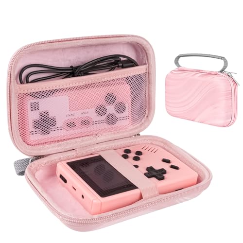 TOCCOOL Handheld Game Console Carrying Case, Protective Travel Retro Mini Game Console Box for Charging Cable, Earphones, Batteries and Accessories (Pink) - color: Pink