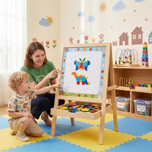 96 Pcs Magnetic Shapes in 6 Colors – Pattern Blocks for Kids | Tangrams for Homeschool Activities – Geometric Shapes for Classroom Learning & Creative Play