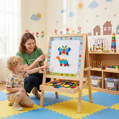 96 Pcs Magnetic Shapes in 6 Colors – Pattern Blocks for Kids | Tangrams for Homeschool Activities – Geometric Shapes for Classroom Learning & Creative Play