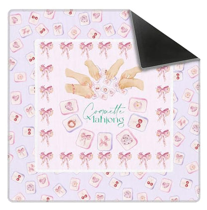 Pink Coquette Bow Mahjong Mat 31.5" x 31.5", Grandmillennial Pink Non-Slip Noise Reduction Mahjong Table Cover Accessories and Supplies for Dominoes Poker Card Board and Tile Games Gifts - color: Pink Coquette Bow Mahjong Mat