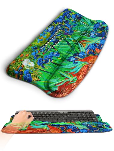 Ergonomic Wave Wrist Rest with Keyboard Stand, Cushioned Palm Rest, Comfortable Integrated Memory Foam for Natural Typing and Relieve Wrist Pain, Van Gogh Iris Flower - color: Van Gogh Iris Flower