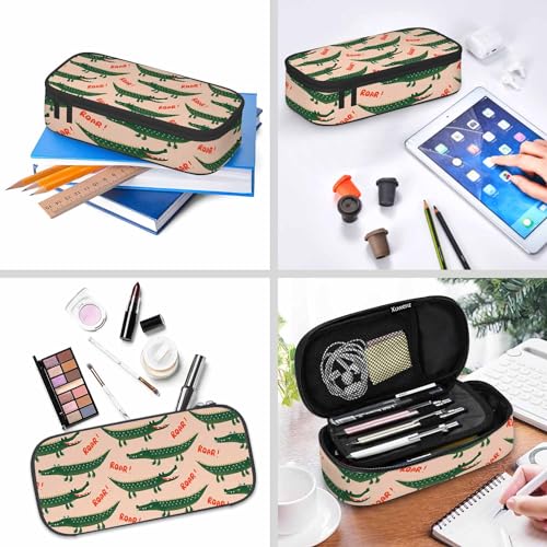 Crocodiles Pencil Bag Cute Cartoon Animal Roar Green Big Capacity Pencil Case Pencil Pouch Pen Bag for Teen Men Women - color: Crocodiles
