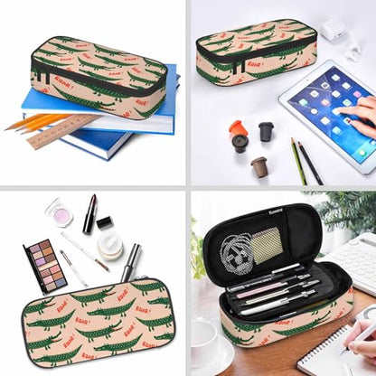 Crocodiles Pencil Bag Cute Cartoon Animal Roar Green Big Capacity Pencil Case Pencil Pouch Pen Bag for Teen Men Women - color: Crocodiles