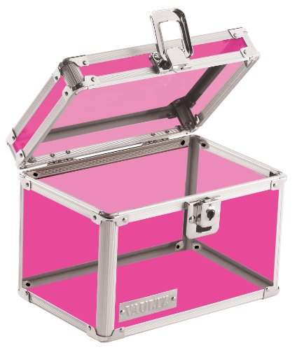 Vaultz Lockable Index Card Holder - Flash Card Organizer for Recipes, Passwords or Studying Holds 450 4x6 Notecards - Index Card Box Study Accessories, Pink Acrylic - color: Pink Acrylic, size: 4 X 6 Inch