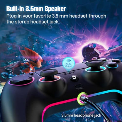 Wireless Controller for PS5 with RGB LED,TURBO, Dual Vibration, 6 Axis Gyro Sensor, Touchpad, Ergonomic for Playstation 5 Controller, Compatible with PlayStation 5/PC/Mac/ios/Android/Steam