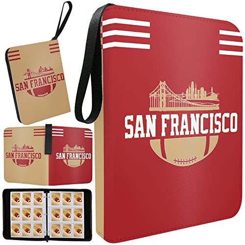 San Francisco Football Card Binder with Sleeves, 900 Pocket, 3 Ring, Waterproof, Dustproof, Durable - color: Scarlet, size: 900