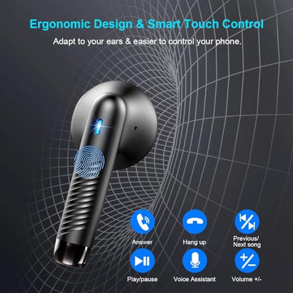Wireless Earbuds, Bluetooth 5.4 Earbuds Stereo Bass, Bluetooth Headphones | in Ear Noise Cancelling Mic, Sports Earphones IP7 Waterproof, 32H Playtime USB C Mini Charging Case Ear Buds for Android iOS - color: Deep Black