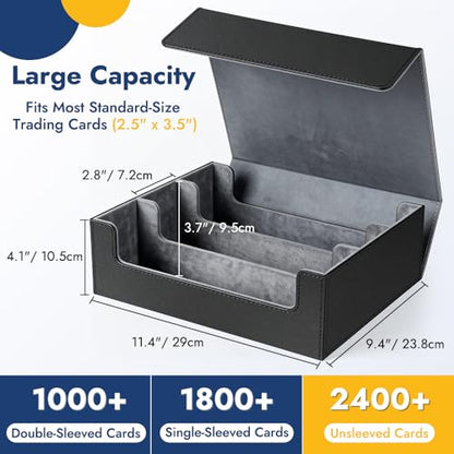 Shintop Card Storage Box for 1800+ Trading Cards, Deck Organizer Case with 24 Dividers, 30 Labels & 3 Supporters, Magnetic Closure Card Collection Holder Fit for Mtg, Yugioh, Tcg