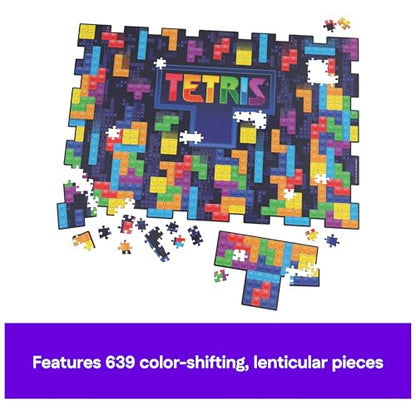 Spin Master Games Tetris Impossible Puzzle | A Mind-Bending Lenticular Puzzle with Color-Shifting Tetris Pieces, Includes Bonus Tetromino Puzzle, 639 Pieces - style: Tetris Puzzle